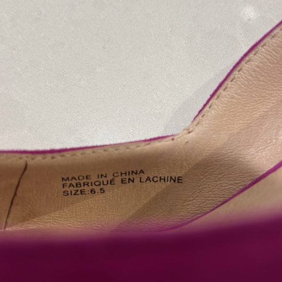 Anthropologie Fuchsia Suede Wood Block Heels - Picture 7 of 10